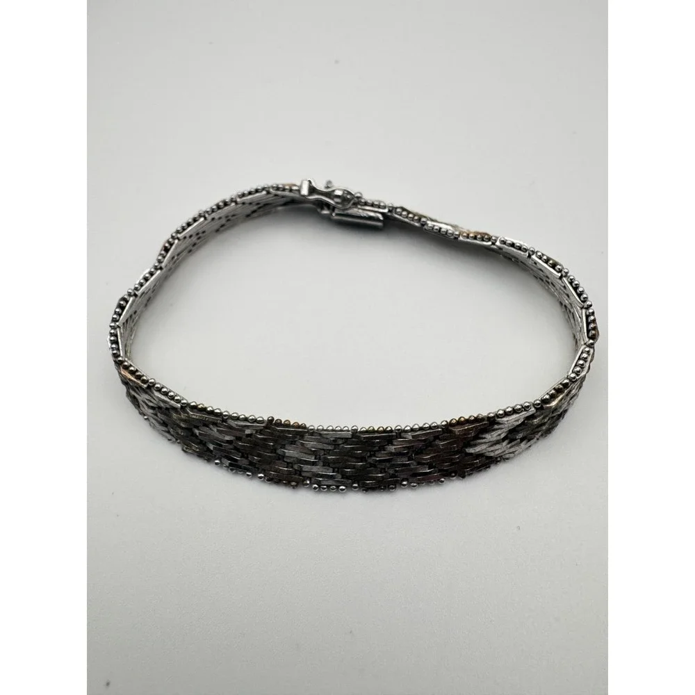 Vintage Milor Bracelet Italy Sterling Silver Riccio Chevron Link 925